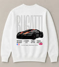Bugatti Chiron hypercar white crewneck sweatshirt