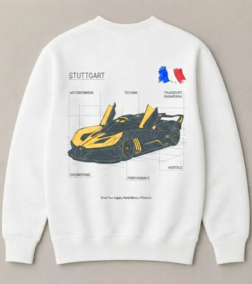 Bugatti luxury automotive white sweatshirt