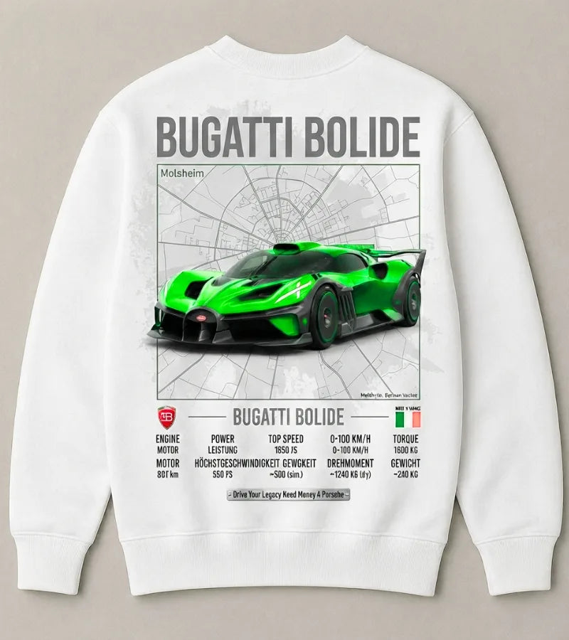 Premium Bugatti hypercar streetwear sweatshirt