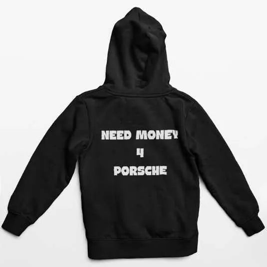Classic Clean Logo hoodie back view showing Need Money logo and modern urban streetwear fashion style