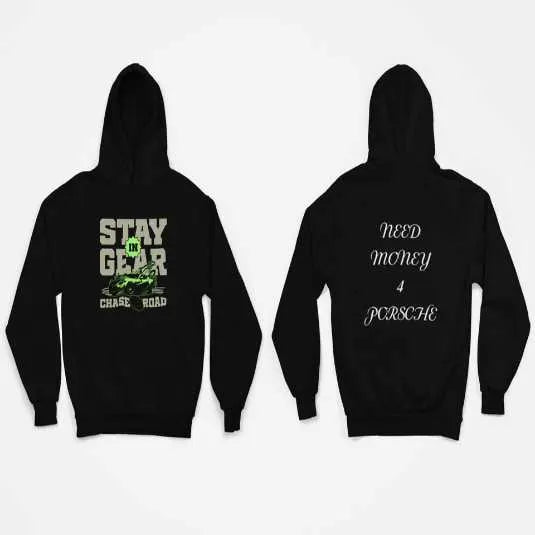 Classic Dream Chaser hoodie back view showing Need Money logo and premium quality fabric construction