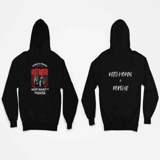 Need Money Classic Hustle Culture hoodie front view with premium streetwear design and motivational hustle branding