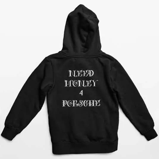 Need Money Classic Legacy hoodie front view with premium streetwear design and bold urban branding