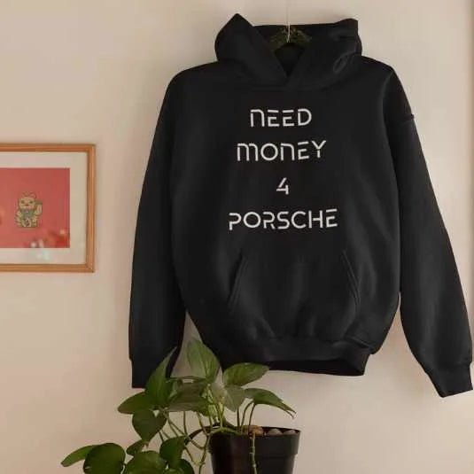 Need Money Classic Modern hoodie front view with premium streetwear design and modern urban branding
