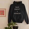 Classic Modern hoodie back view showing Need Money logo and sleek contemporary streetwear style