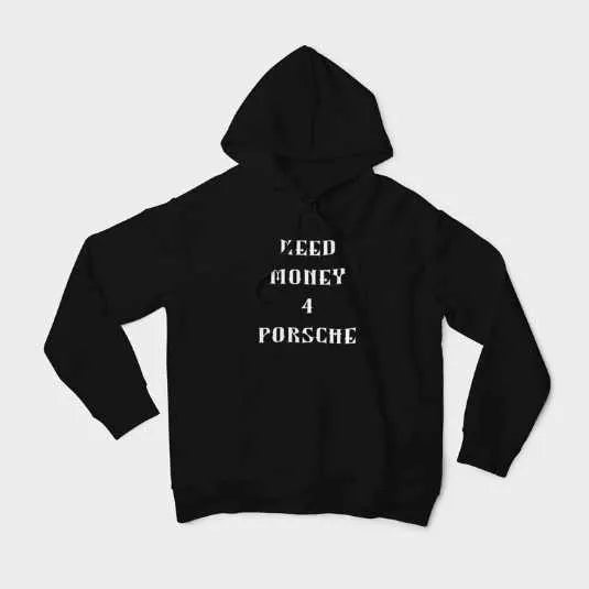 Need Money Classic Sharp Text hoodie front view with premium streetwear design and bold sharp text branding