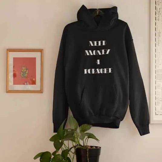 Need Money Classic Timeless hoodie front view with premium streetwear design and timeless urban branding