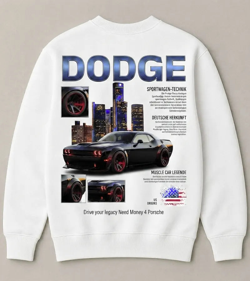 Dodge Car Meets Streetwear White Sweatshirt