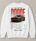 White Dodge Challenger muscle car graphic sweatshirt