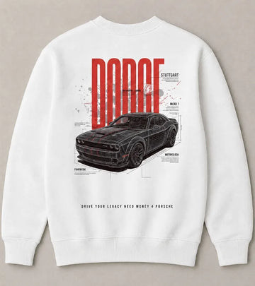 Dodge inspired car culture white sweatshirt