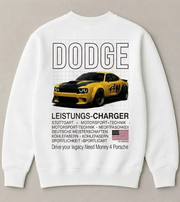 Premium Dodge white streetwear sweatshirt