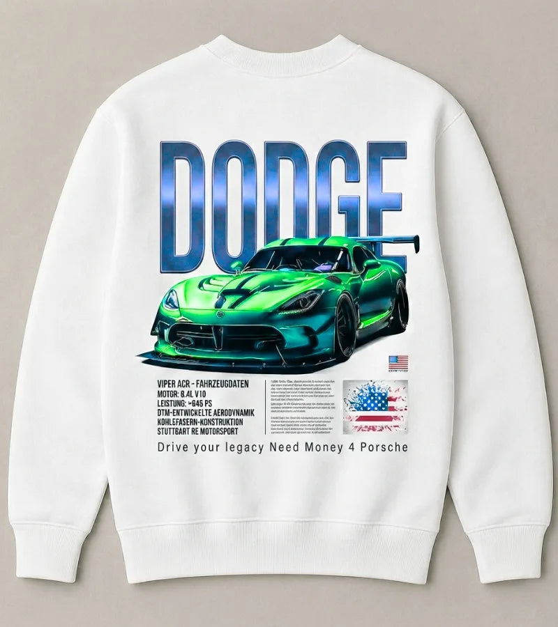 Dodge Sports Car Addict White Sweatshirt