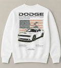 White Dodge muscle car graphic sweatshirt