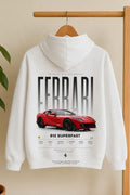 Ferrari automotive lifestyle white oversized hoodie