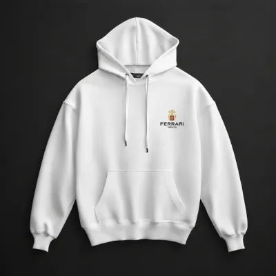 White Ferrari supercar enthusiast hoodie