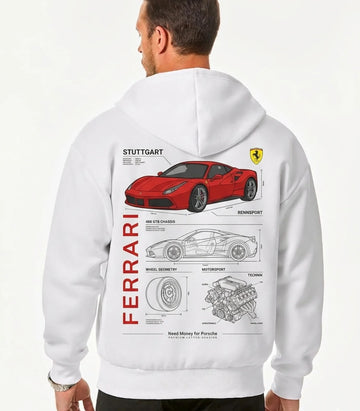 Oversized unisex Ferrari streetwear pullover hoodie