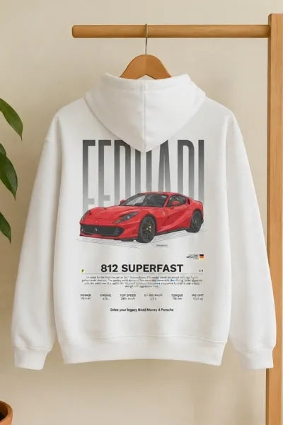 Ferrari Italian supercar white oversized hoodie