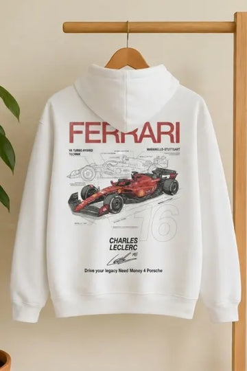 Modern Ferrari streetwear white hoodie