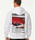 Ferrari inspired white streetwear hoodie