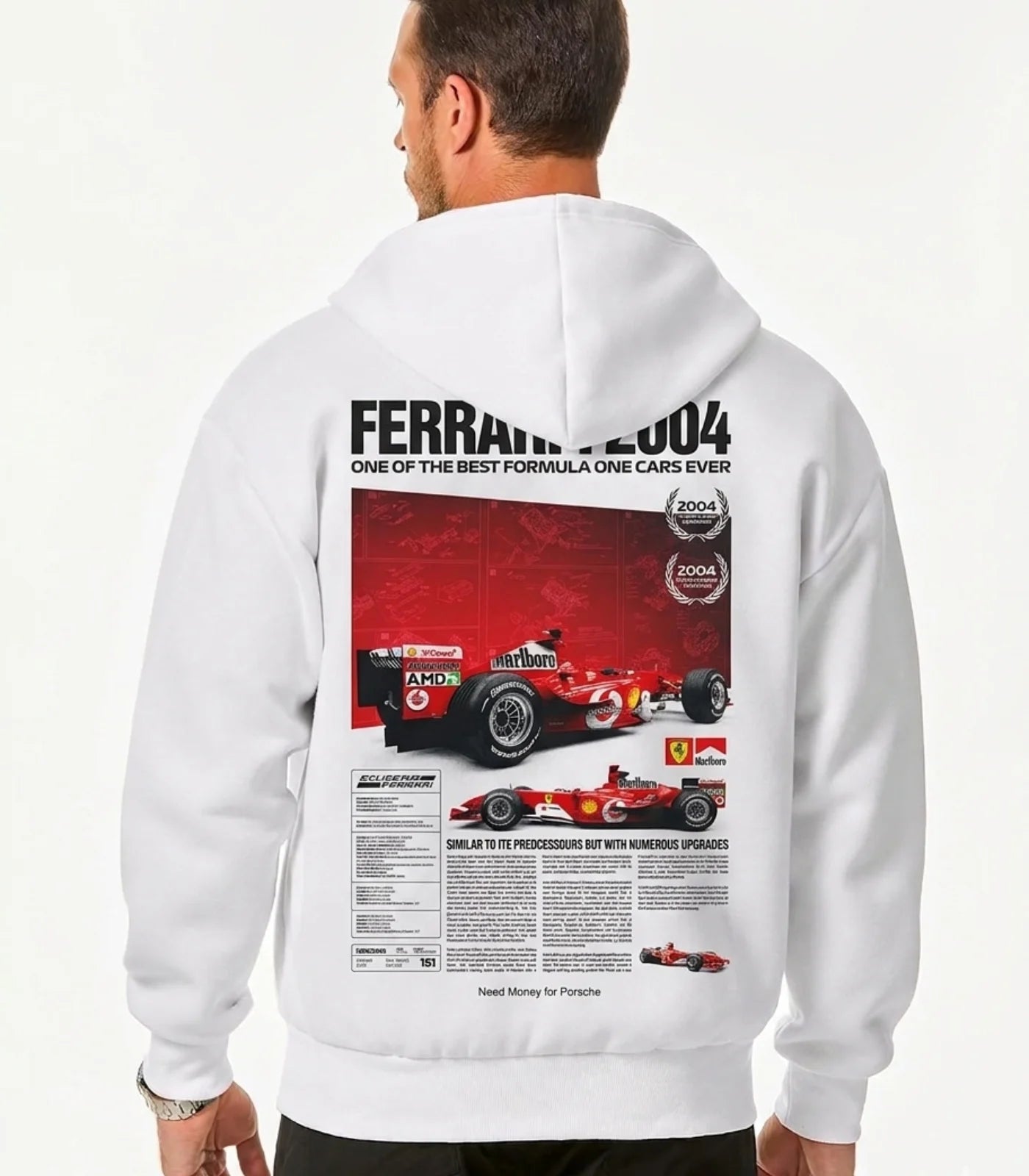 Ferrari inspired white streetwear hoodie