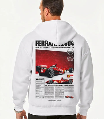 Ferrari inspired white streetwear hoodie