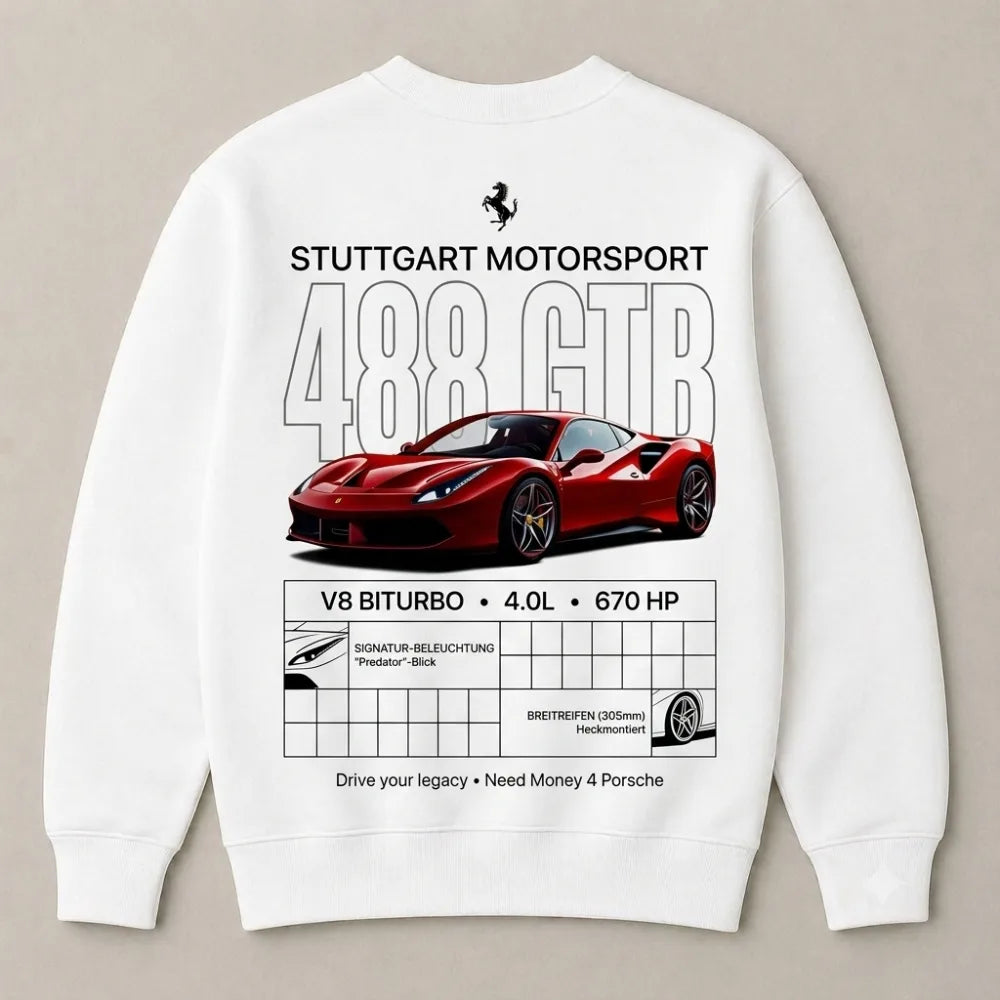 Ferrari red supercar fan graphic sweatshirt