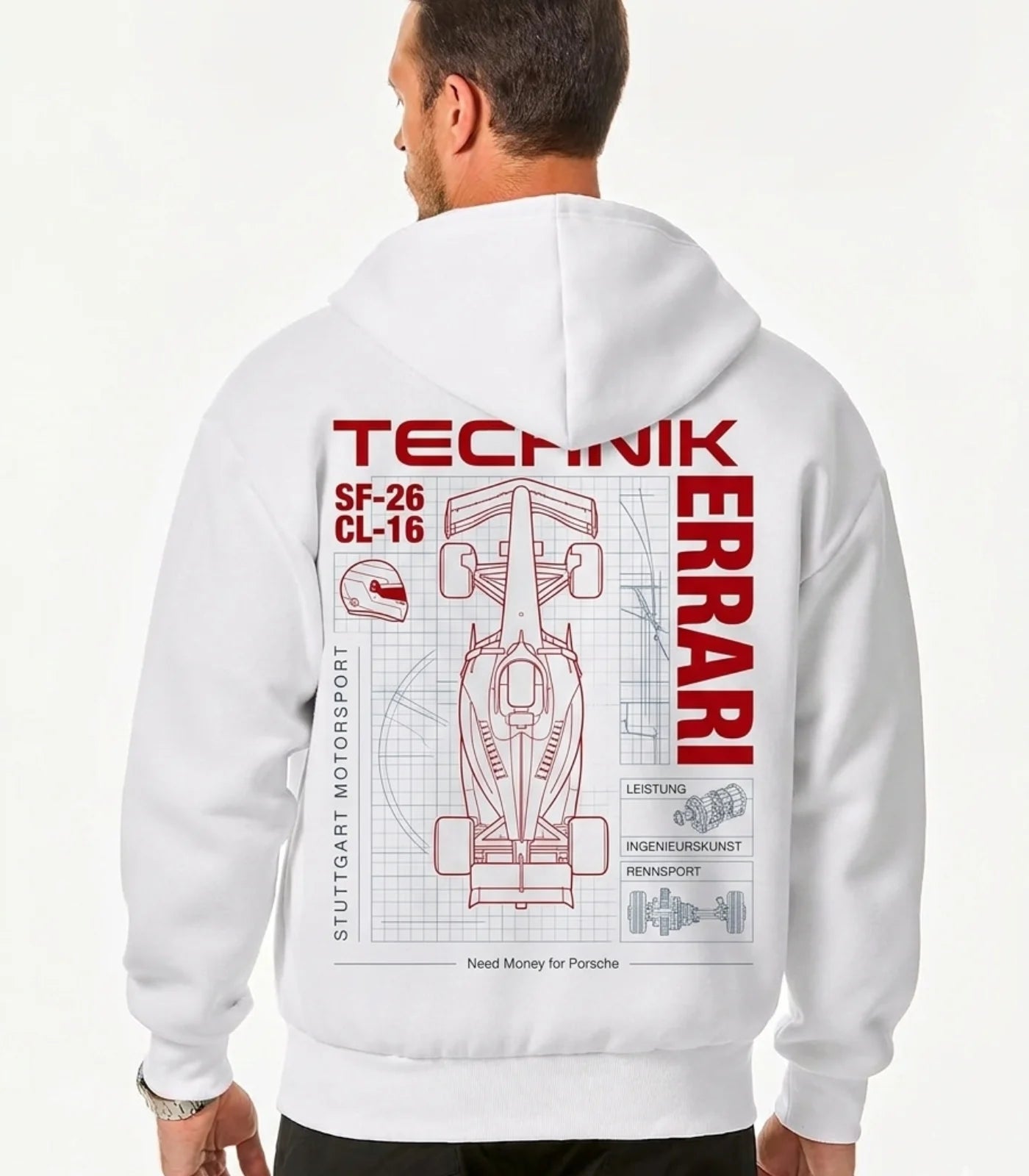 Ferrari supercar graphic oversized hoodie