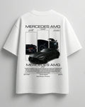 Trendy Mercedes-inspired white graphic tee for men