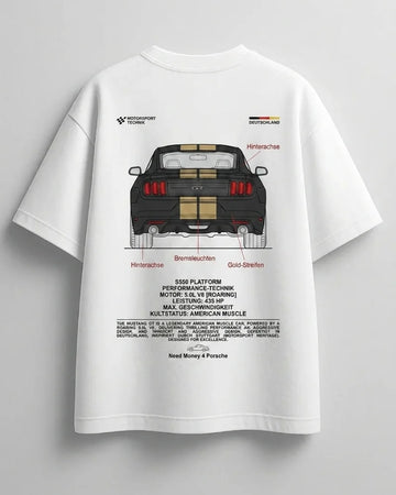 Premium white cotton oversized Mustang graphic tee