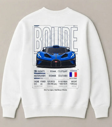 Hypercar Lover Bugatti White Sweatshirt