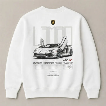 White Lamborghini Aventador graphic sweatshirt