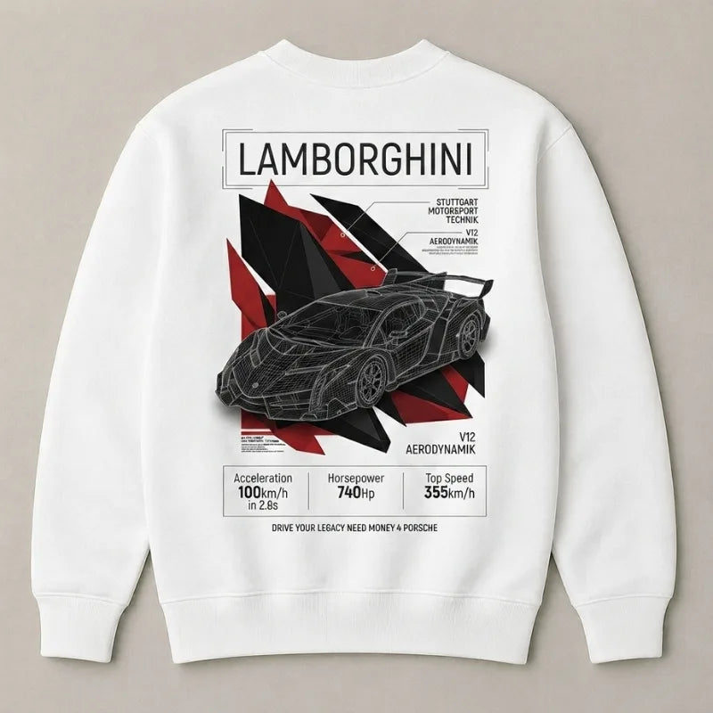 Lamborghini luxury lifestyle oversized sweatshirt