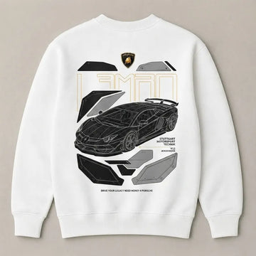 Lamborghini supercar fan graphic white sweatshirt