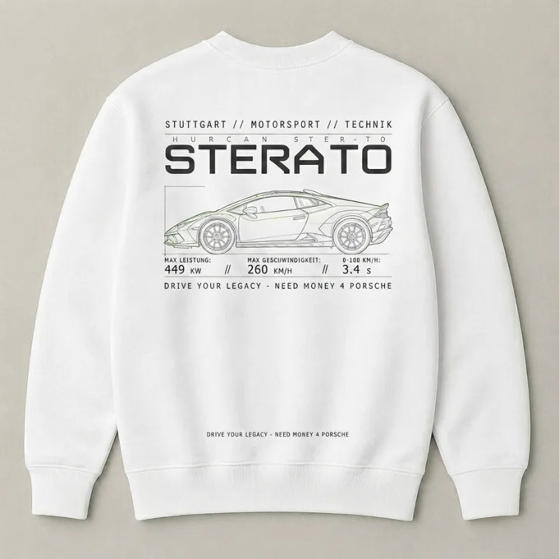 White Lamborghini exotic car graphic sweatshirt