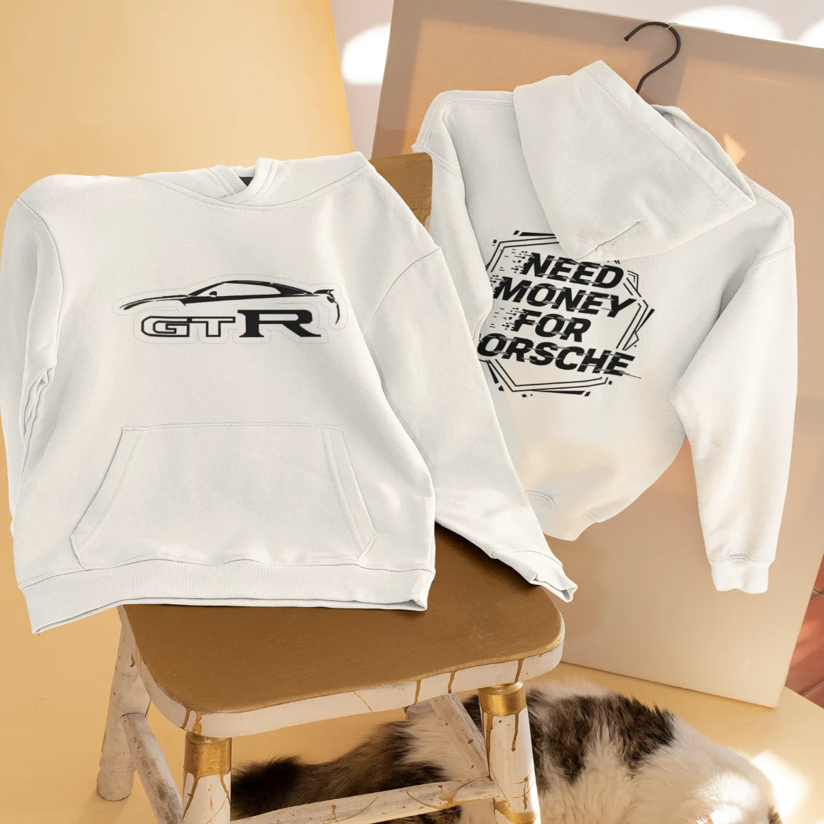 Logo Back Classic Porsche Hoodie – Need Money For Porsche Casual Streetwear
