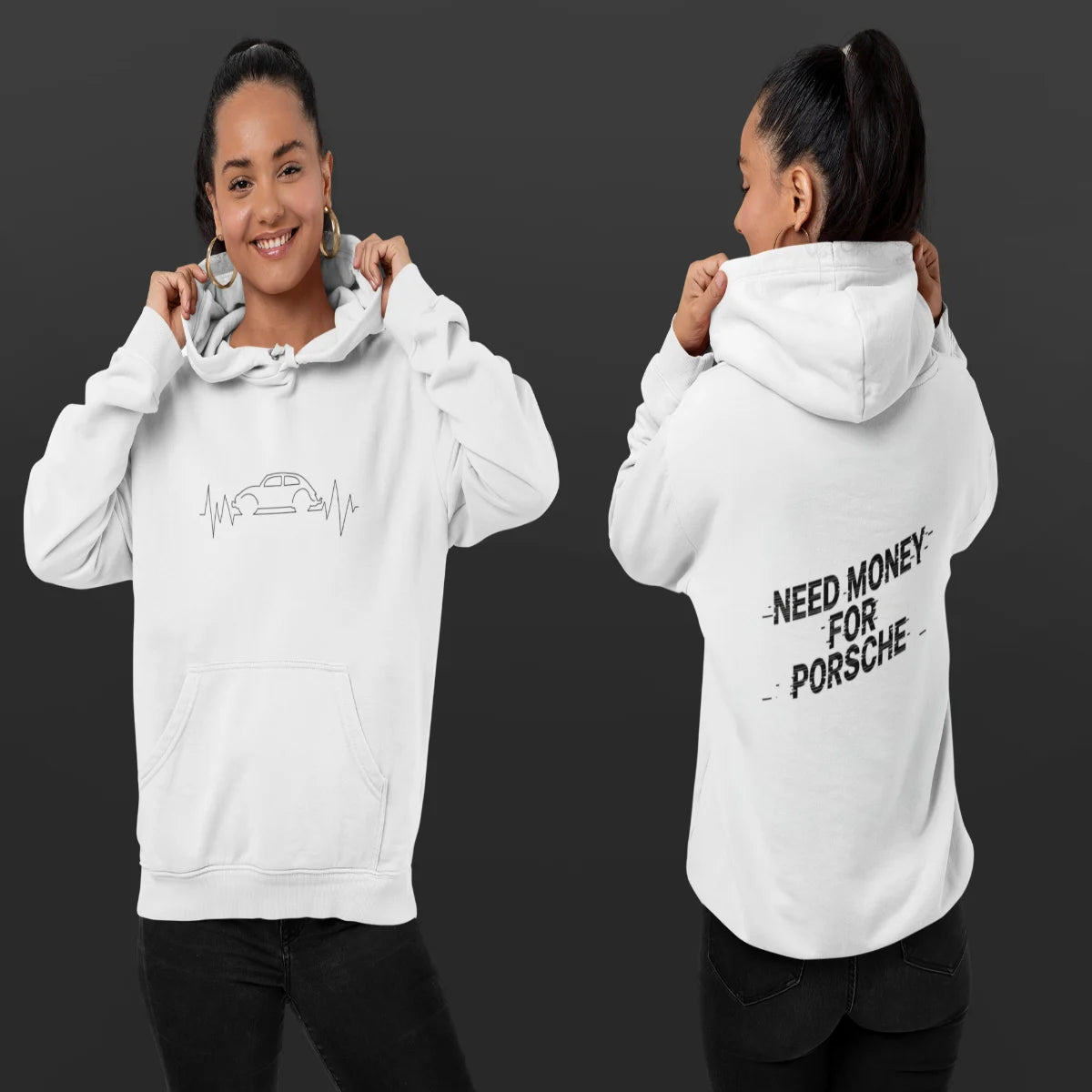 Signature Classic Porsche Hoodie – Need Money For Porsche Casual Streetwear