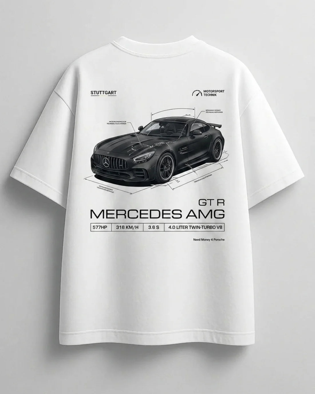 Mercedes-Benz luxury graphic oversized t-shirt in white