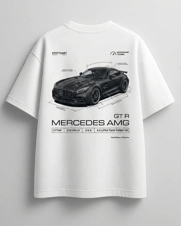 Mercedes-Benz luxury graphic oversized t-shirt in white