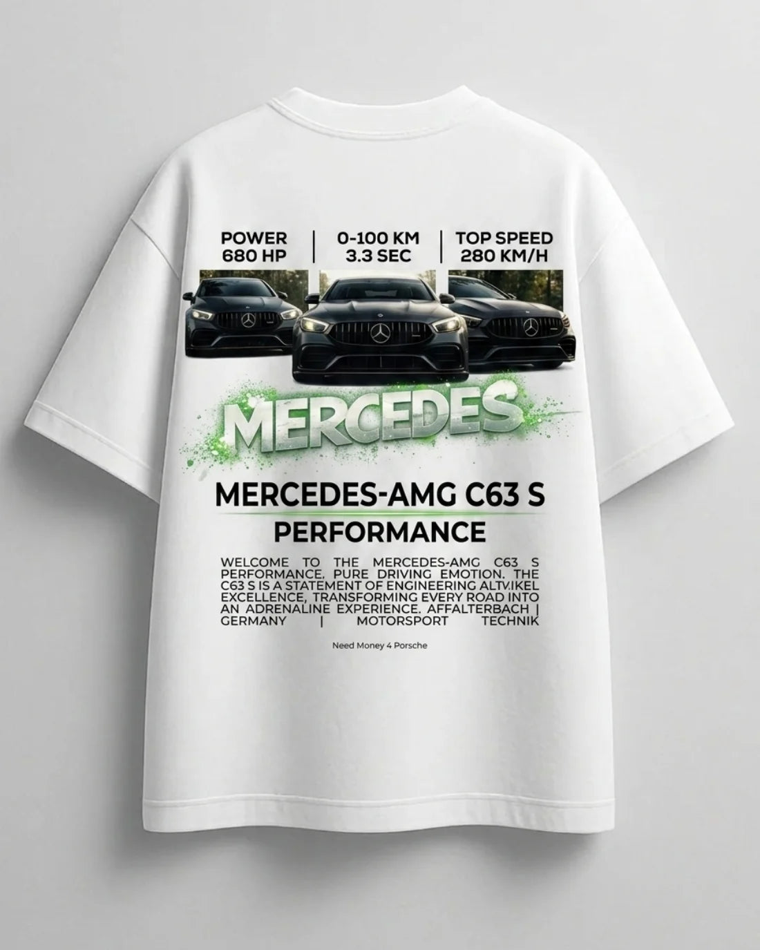 Mercedes-Benz branded graphic print oversized white shirt