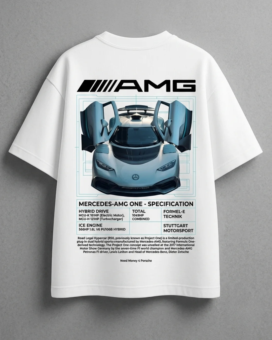Mercedes-Benz white oversized graphic t-shirt front view