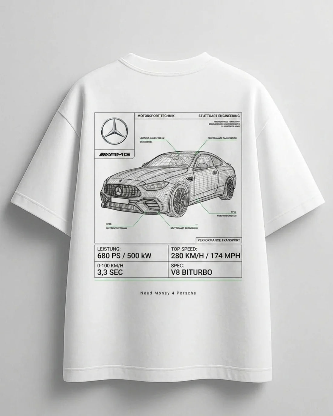 Trendy oversized Need Money for Benz graphic t-shirt