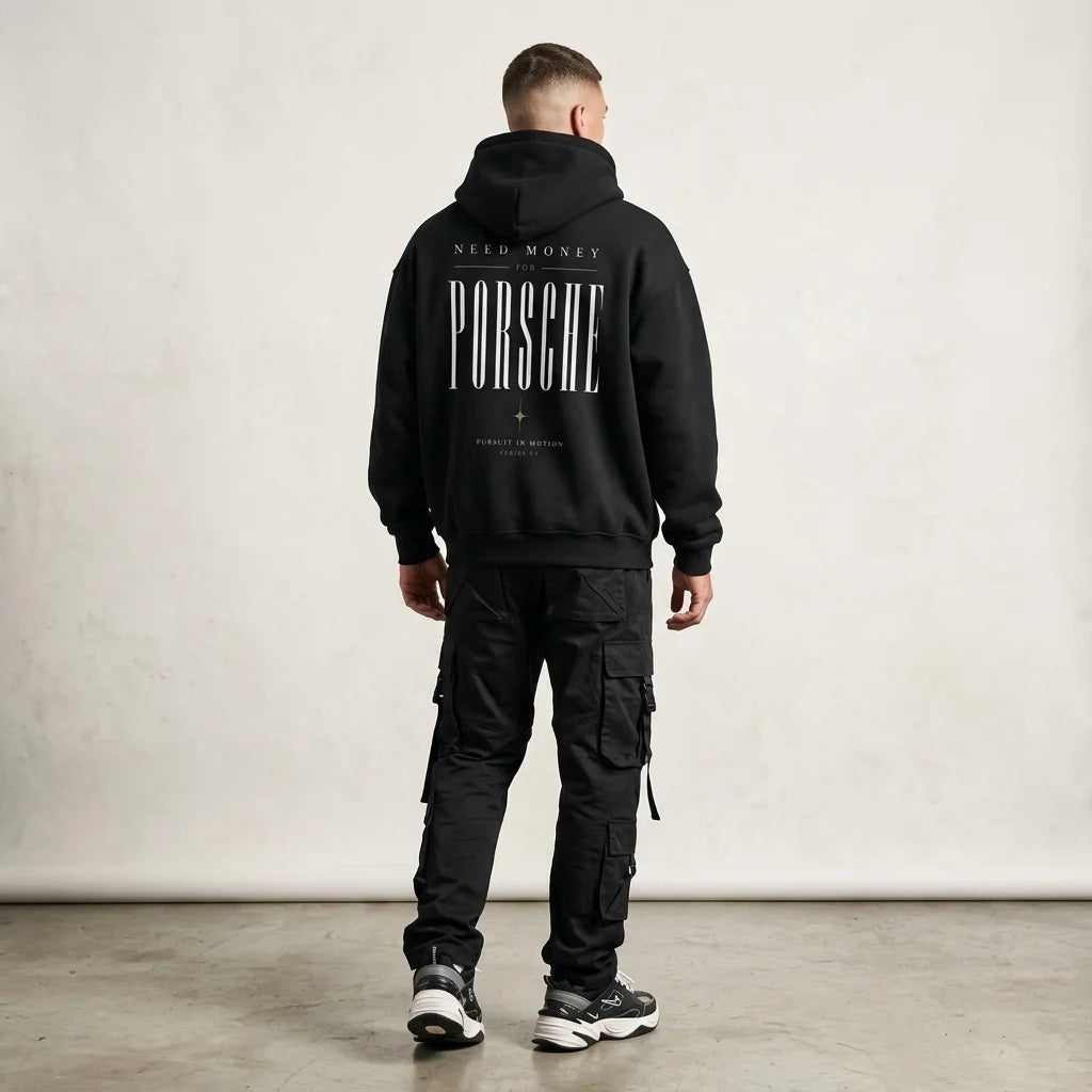 Need Money for Porsche Tall Serif Series 05 Black Hoodie