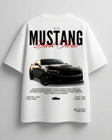 Trendy Mustang inspired white oversized t-shirt