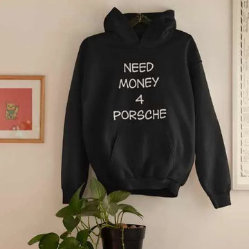 Need Money Classic Premium Cotton hoodie front view with high-quality cotton fabric and streetwear style