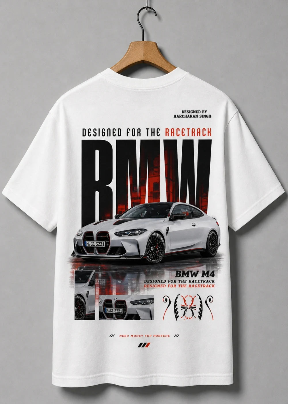 Need Money for Porsche BMW lifestyle streetwear shirt front view clean urban fashion style
