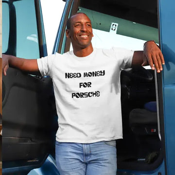 Need Money Classic Sharp Text bold streetwear graphic tee for men