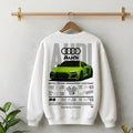 Need Money Classic White Audi inspired Carbon Edge Sweatshirt front view clean minimal streetwear style