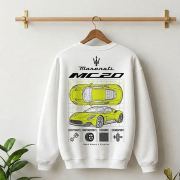 Need Money Classic White Audi inspired Dynamic Power Sweatshirt logo close up design detail