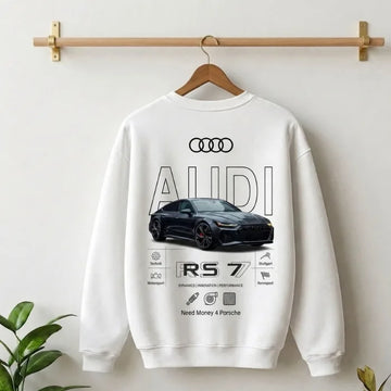 Need Money Classic White Audi inspired Elite Motion Sweatshirt white color modern casual wear