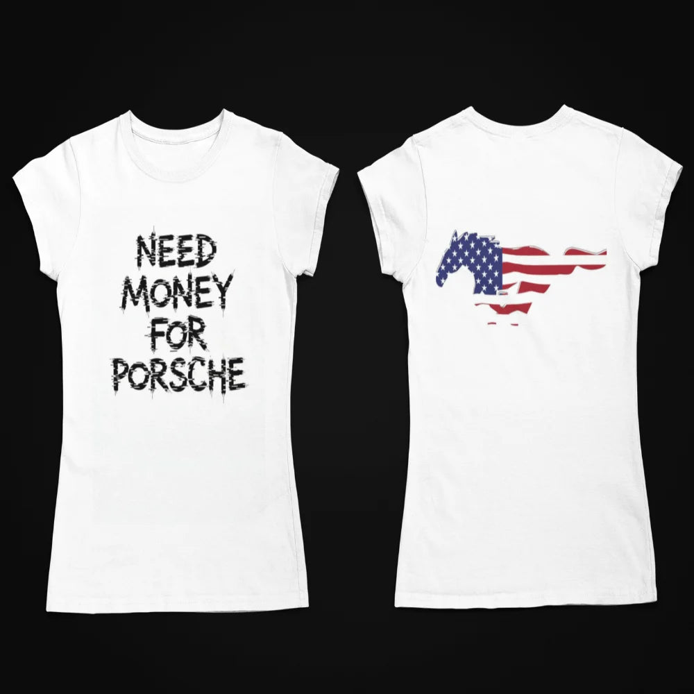 Trendy Porsche Classic Logo Back Bradpitt casual t-shirt